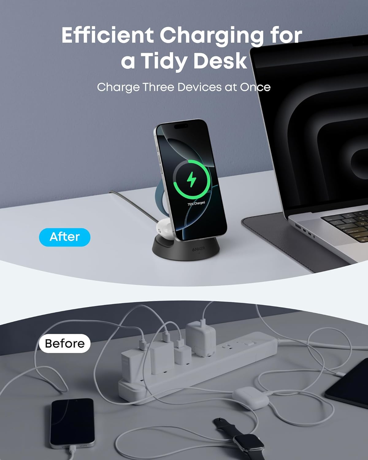 MagSafe Charger Compatible, MagGo 3-in-1 Qi2 15W Charging Station