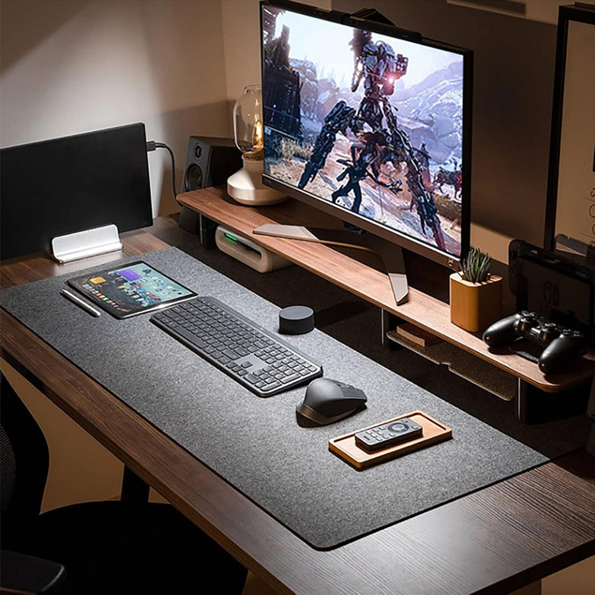 DAWNTREES Large Felt Desk Mat, 40''x16'' Full Keyboard and Mouse Pad