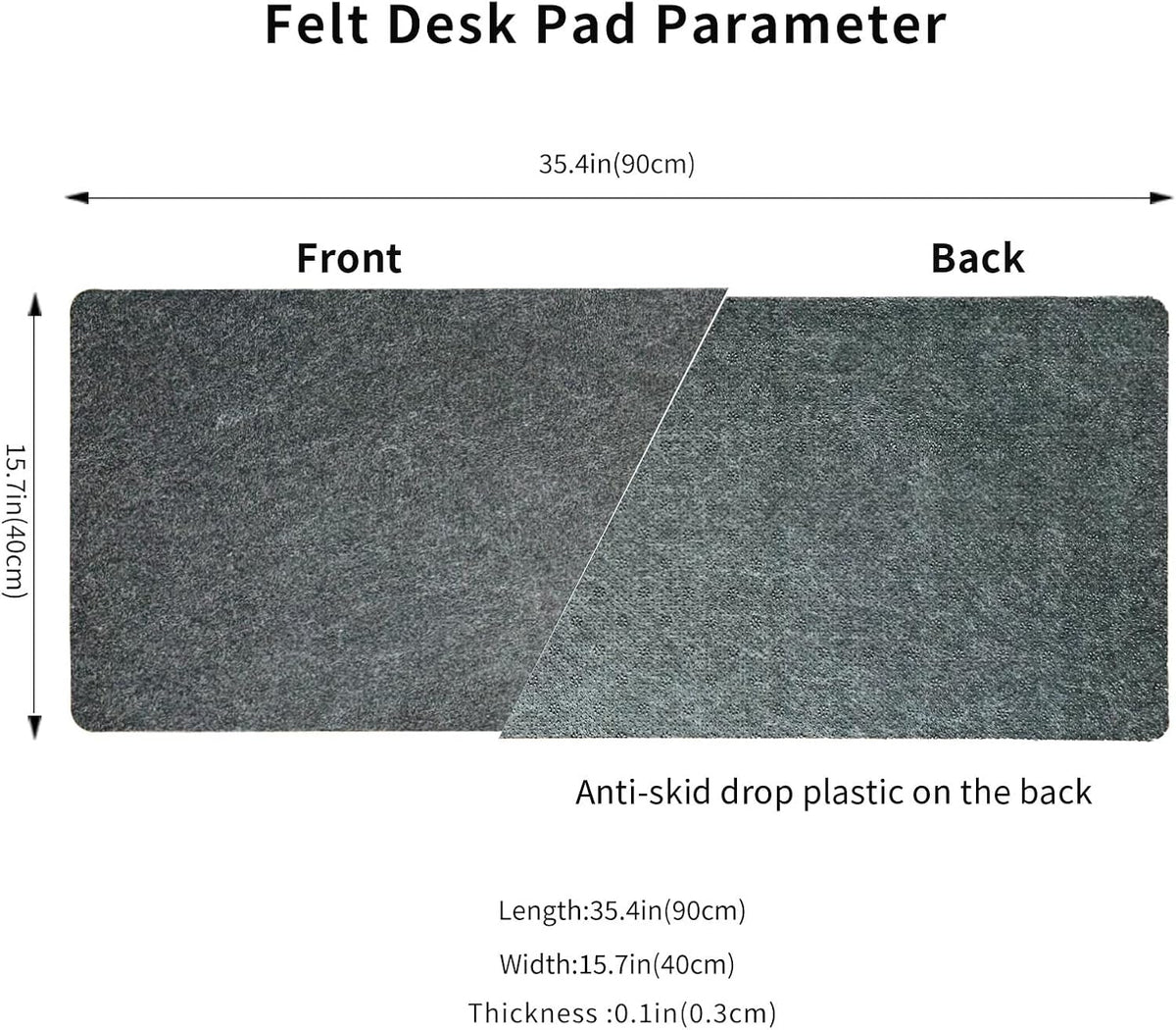 DAWNTREES Large Felt Desk Mat, 40''x16'' Full Keyboard and Mouse Pad