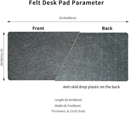DAWNTREES Large Felt Desk Mat, 40''x16'' Full Keyboard and Mouse Pad
