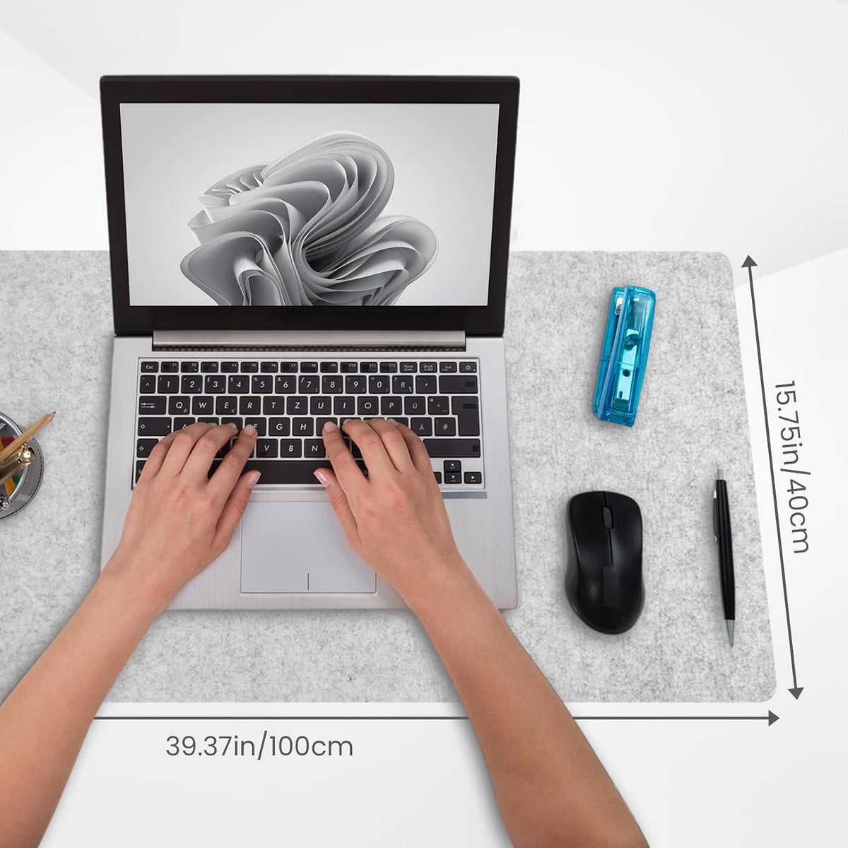 DAWNTREES Large Felt Desk Mat, 40''x16'' Full Keyboard and Mouse Pad