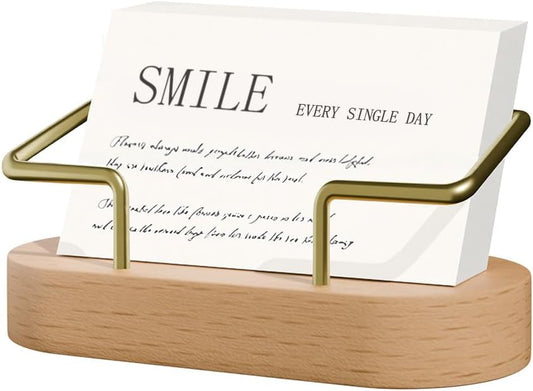 Wooden Business Card Holder for Desk, Office Display Stand and Decor