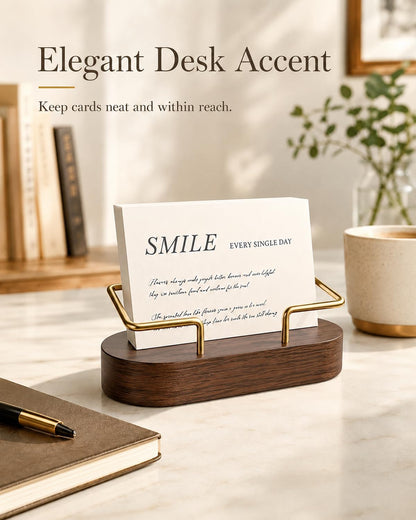 Wooden Business Card Holder for Desk, Office Display Stand and Decor