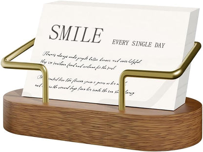 Wooden Business Card Holder for Desk, Office Display Stand and Decor