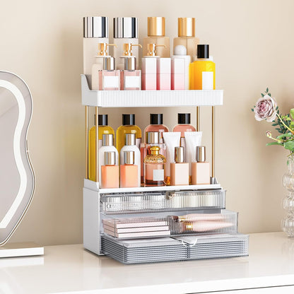 caktraie 3-Drawer 2-Tier Acrylic Makeup & Bathroom Vanity Organizer