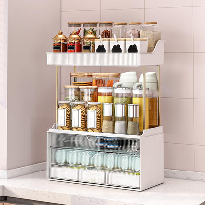 caktraie 3-Drawer 2-Tier Acrylic Makeup & Bathroom Vanity Organizer
