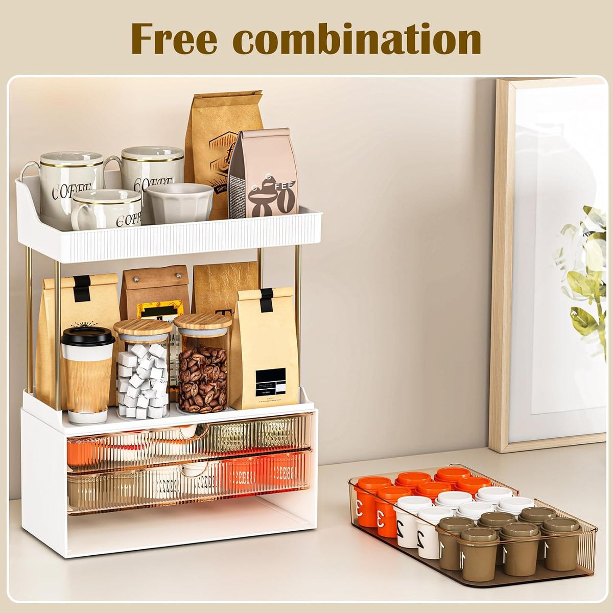 caktraie 3-Drawer 2-Tier Acrylic Makeup & Bathroom Vanity Organizer