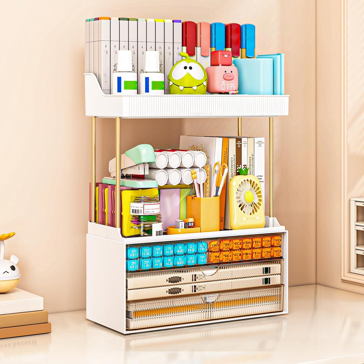 caktraie 3-Drawer 2-Tier Acrylic Makeup & Bathroom Vanity Organizer