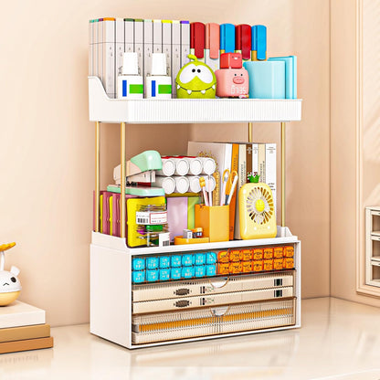 caktraie 3-Drawer 2-Tier Acrylic Makeup & Bathroom Vanity Organizer
