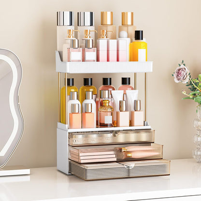 caktraie 3-Drawer 2-Tier Acrylic Makeup & Bathroom Vanity Organizer