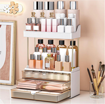 caktraie 3-Drawer 2-Tier Acrylic Makeup & Bathroom Vanity Organizer