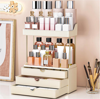caktraie 3-Drawer 2-Tier Acrylic Makeup & Bathroom Vanity Organizer