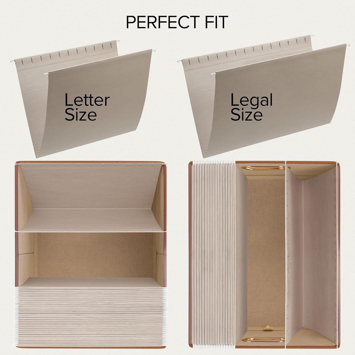 Decorative File Organizer Box Set of 2 - Collapsible Linen Filing Cabinets