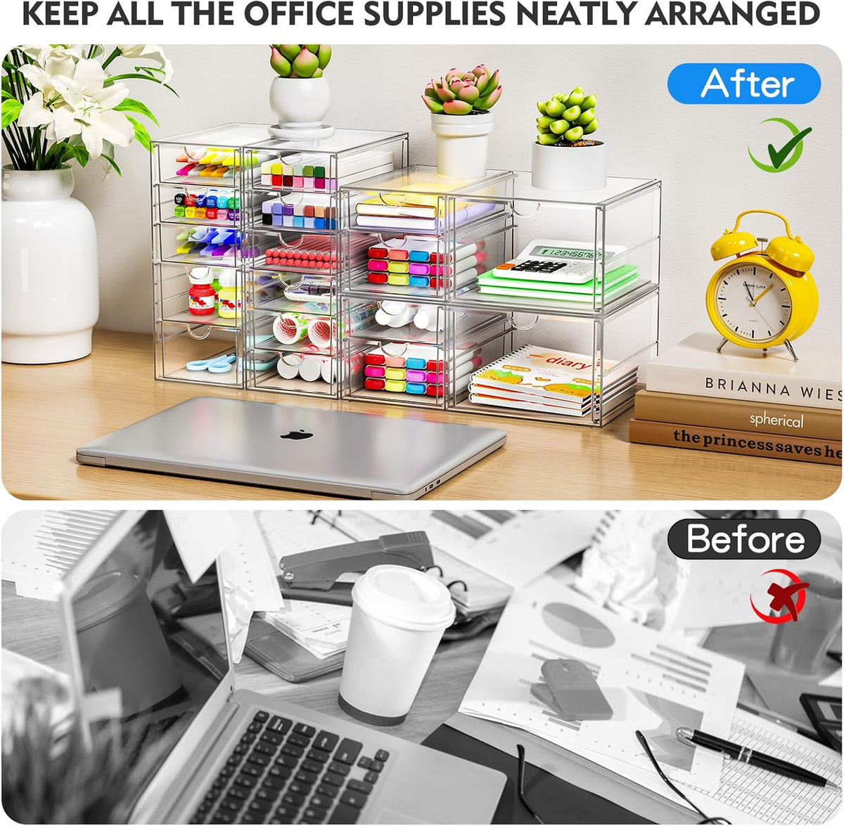 ARSTPEOE Acrylic 13-Drawer Storage & Makeup Organizer for Desk, Bath