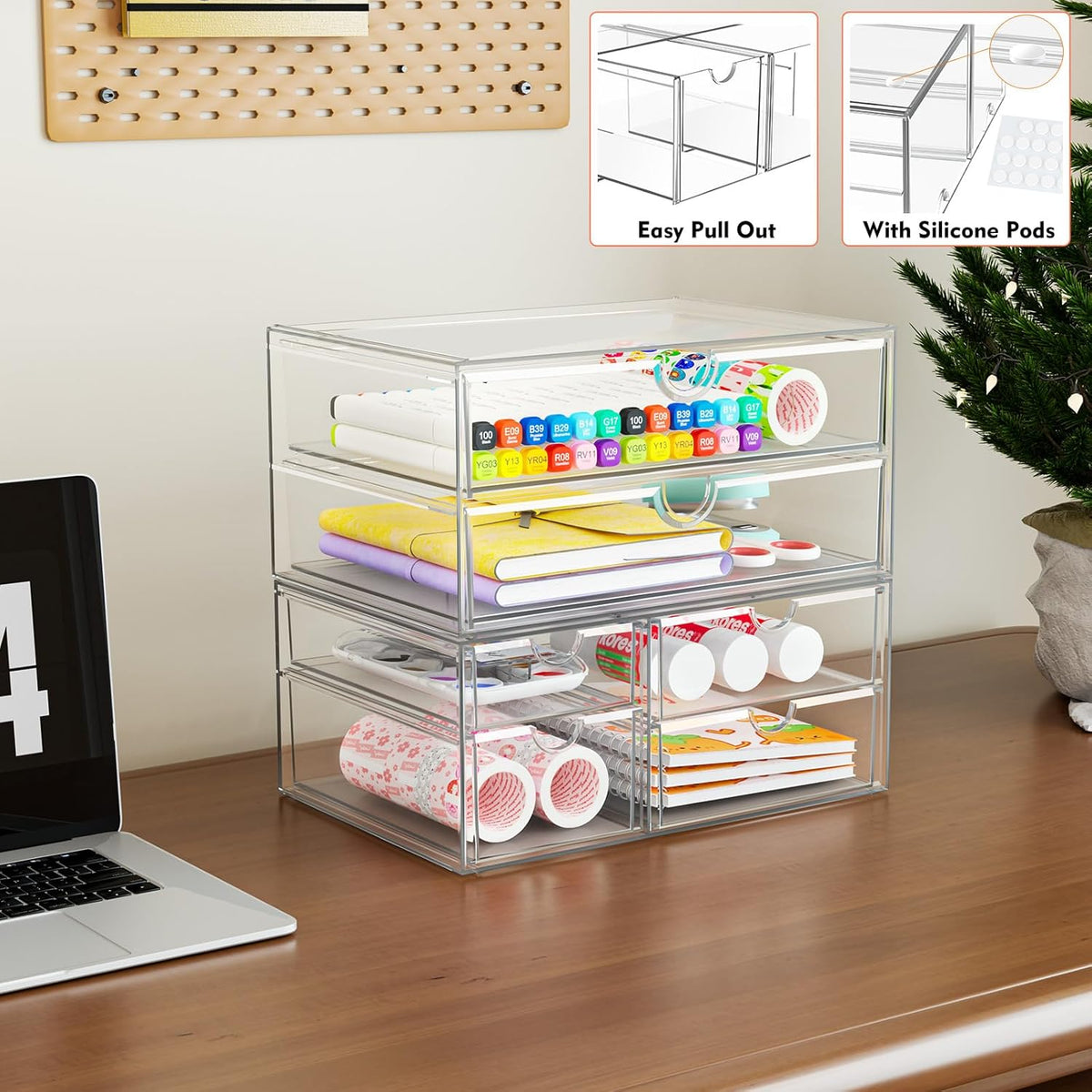 ARSTPEOE Acrylic 13-Drawer Storage & Makeup Organizer for Desk, Bath