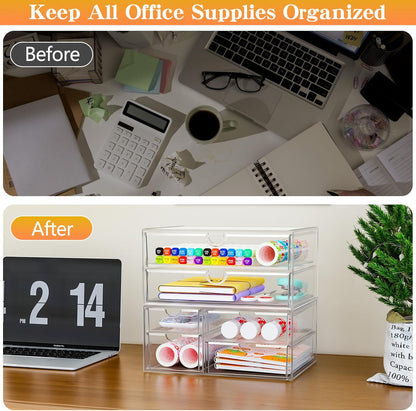 ARSTPEOE Acrylic 13-Drawer Storage & Makeup Organizer for Desk, Bath