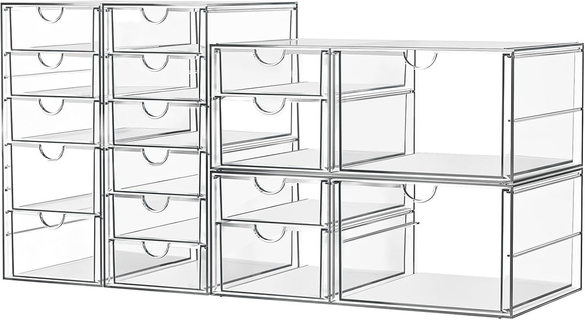 ARSTPEOE Acrylic 13-Drawer Storage & Makeup Organizer for Desk, Bath