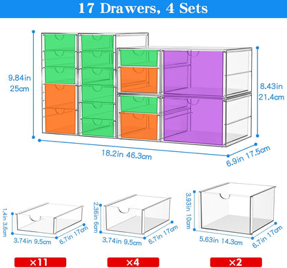 ARSTPEOE Acrylic 13-Drawer Storage & Makeup Organizer for Desk, Bath