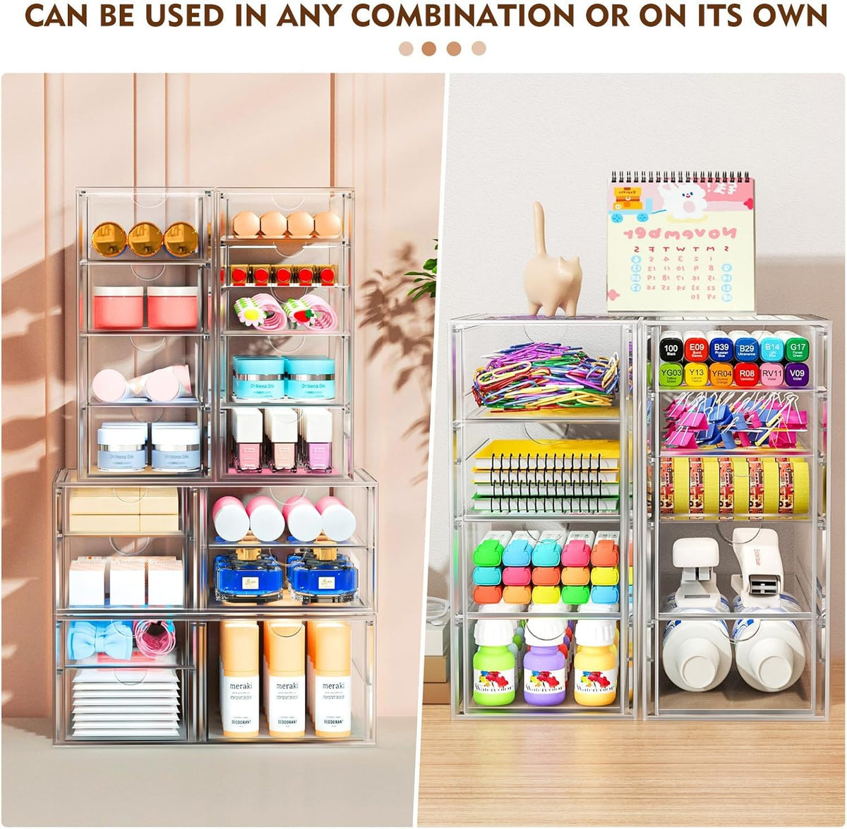 ARSTPEOE Acrylic 13-Drawer Storage & Makeup Organizer for Desk, Bath