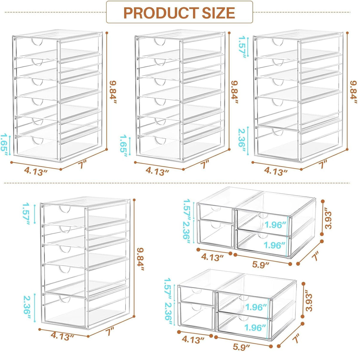 ARSTPEOE Acrylic 13-Drawer Storage & Makeup Organizer for Desk, Bath