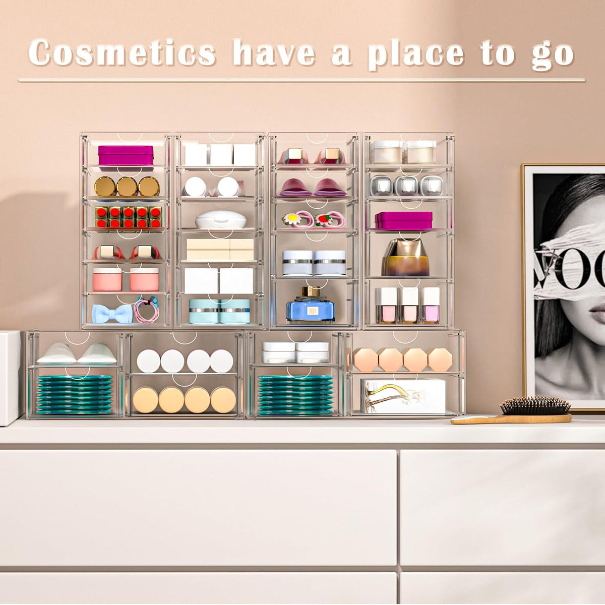 ARSTPEOE Acrylic 13-Drawer Storage & Makeup Organizer for Desk, Bath