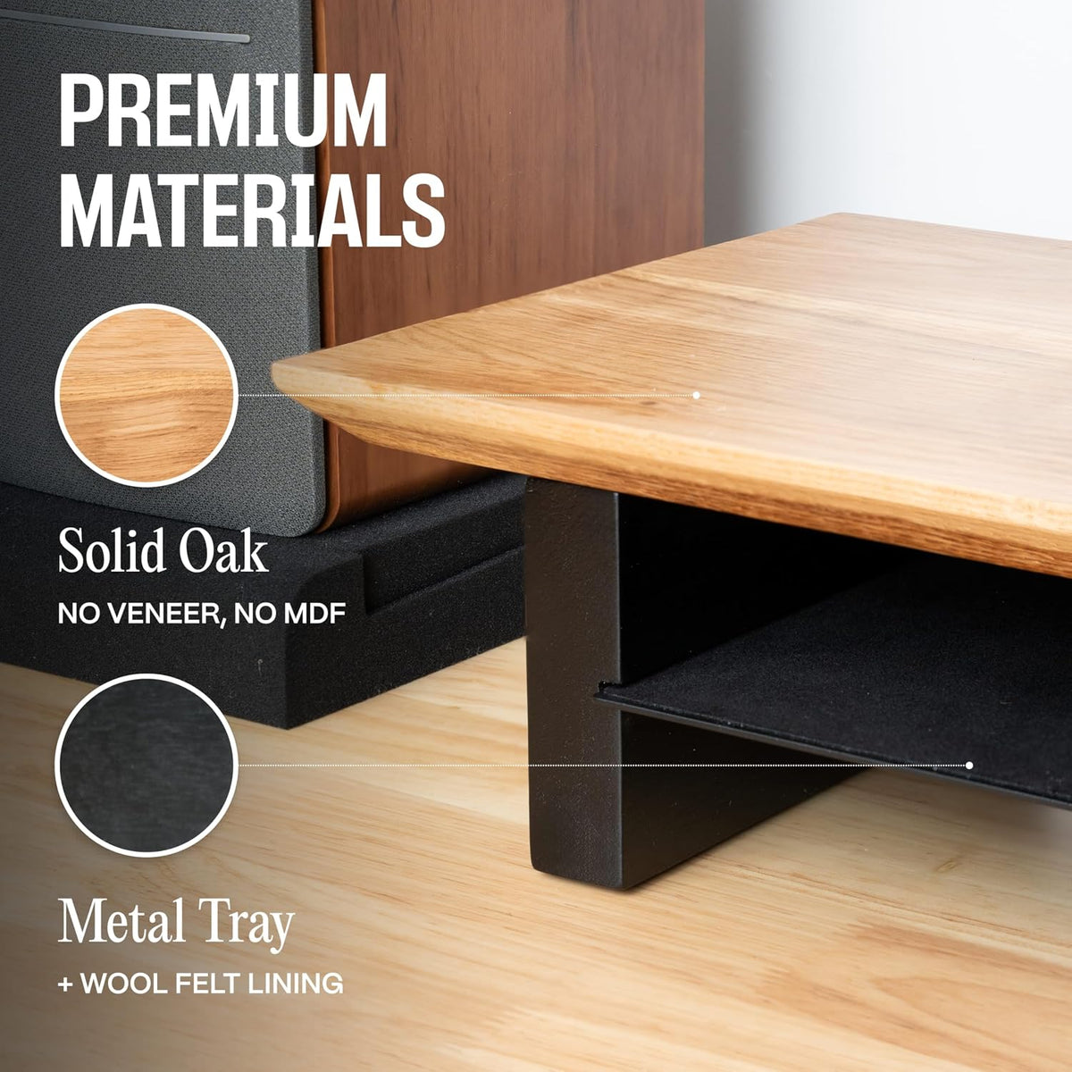 Solid Wood Dual Monitor Stand Riser, 42 Inch Walnut Desk Shelf