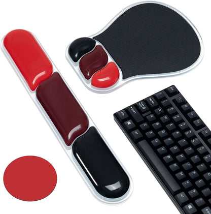 Ospelelf Mouse Pad with Wrist Rest Set Gel Ergonomic Keyboard Wrist Support Anti-Slip Rubber Bottom Office Women Desk Accessories for Computer, Laptop and Gaming, Black and Grey