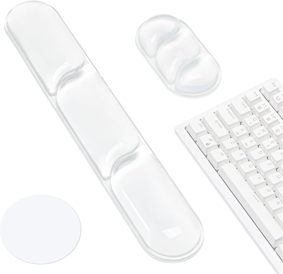 Ospelelf Mouse Pad with Wrist Rest Set Gel Ergonomic Keyboard Wrist Support Anti-Slip Rubber Bottom Office Women Desk Accessories for Computer, Laptop and Gaming, Black and Grey