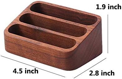 Wooden Business Card Holder for Desk, 3 Card Slots Business Card Display Holder Stand