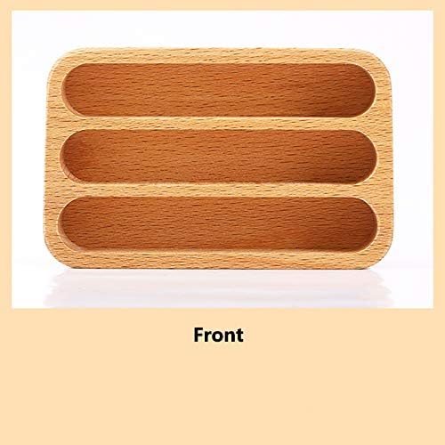 Wooden Business Card Holder for Desk, 3 Card Slots Business Card Display Holder Stand