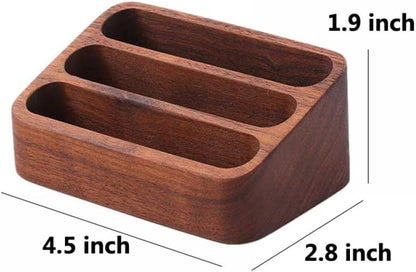 Wooden Business Card Holder for Desk, 3 Card Slots Business Card Display Holder Stand