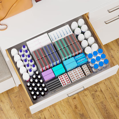 Large Expandable Desk Drawer Organizer Tray for Office Supplies and Accessories With 12 Adjustable Compartments,Office Drawer Organizers for Pencil,Pen and Kitchen Junk Drawer Organizer,Clear