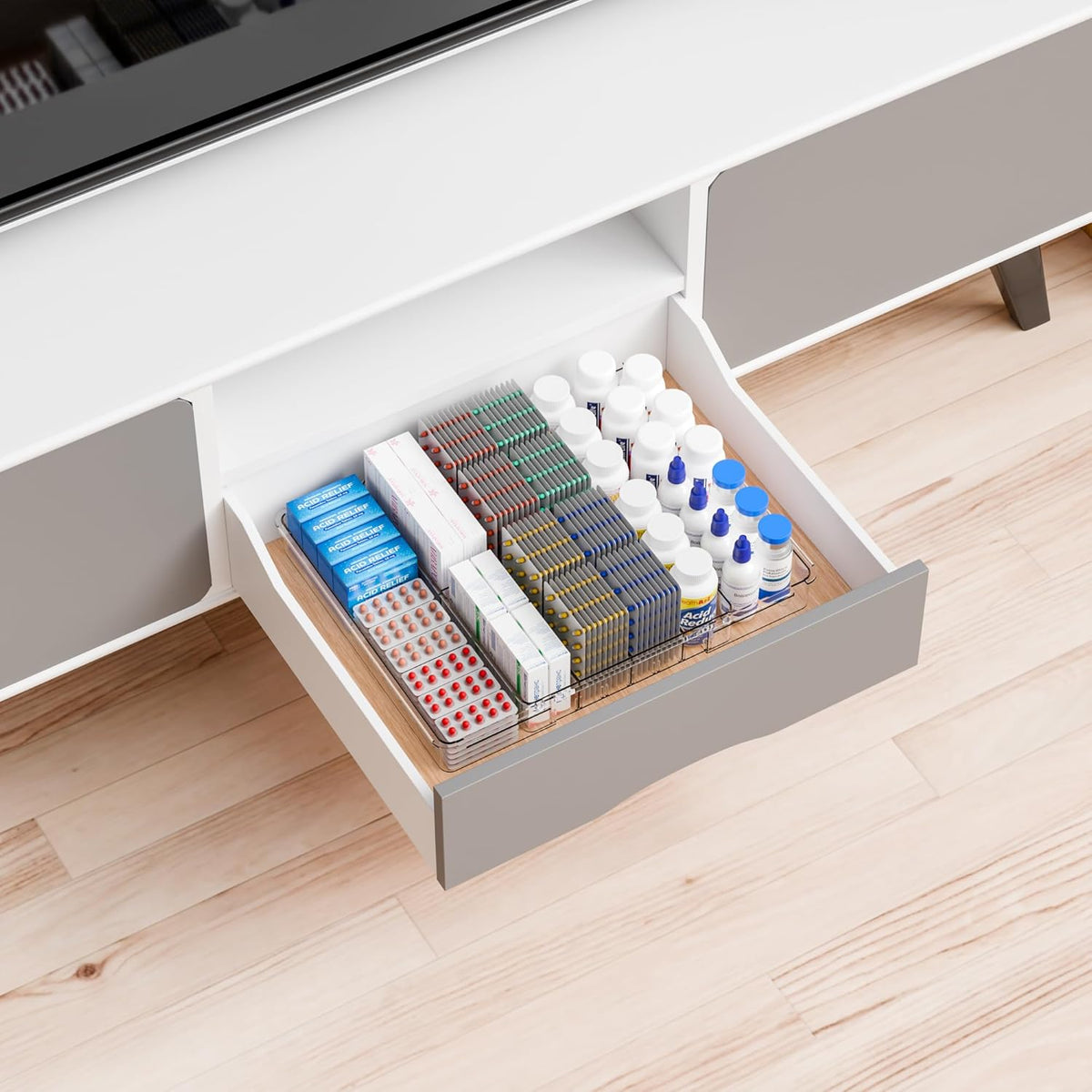 Large Expandable Desk Drawer Organizer Tray for Office Supplies and Accessories With 12 Adjustable Compartments,Office Drawer Organizers for Pencil,Pen and Kitchen Junk Drawer Organizer,Clear