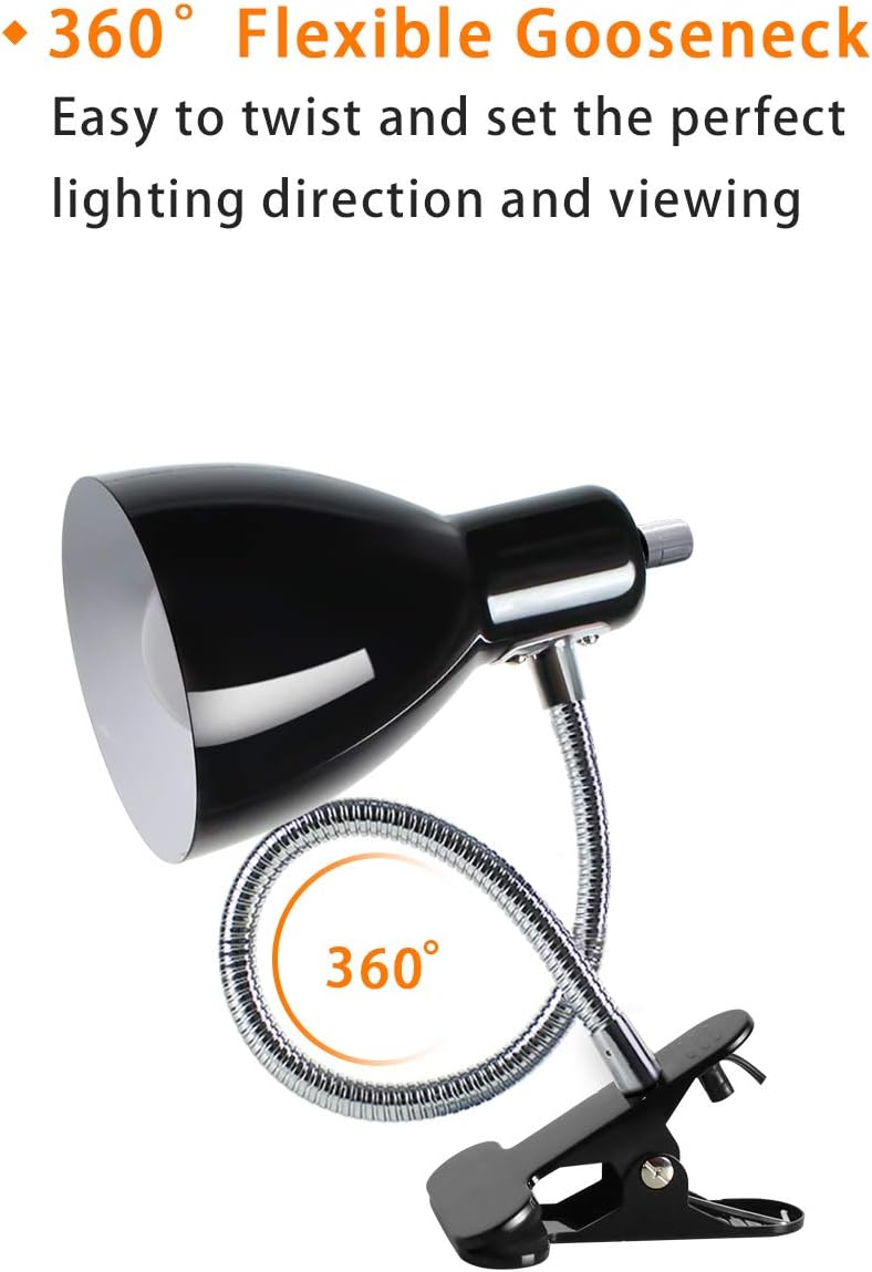 Desk lamp Eye-Caring Table Lamps, 360°Rotation Gooseneck Clip Lamp