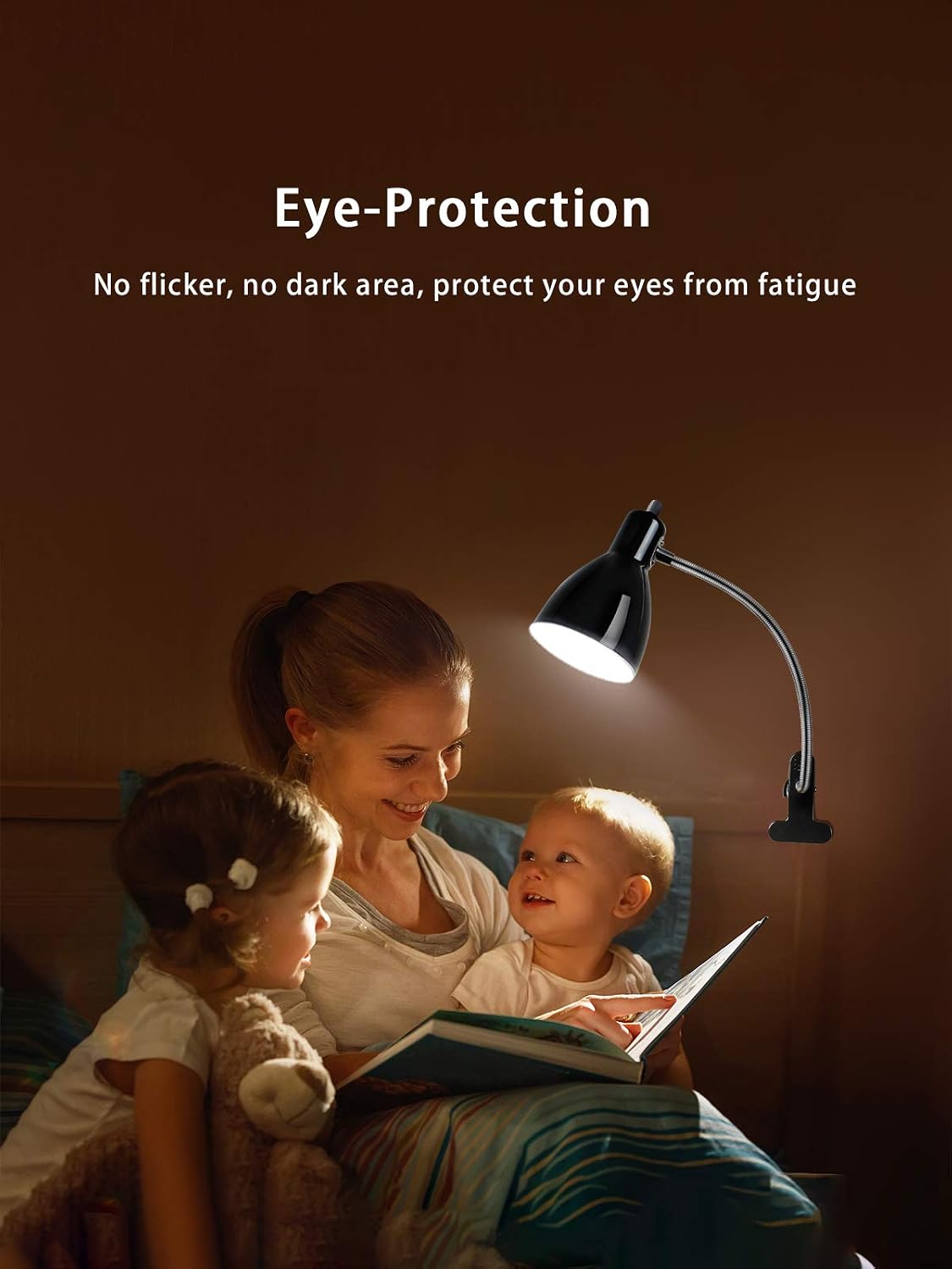 Desk lamp Eye-Caring Table Lamps, 360°Rotation Gooseneck Clip Lamp