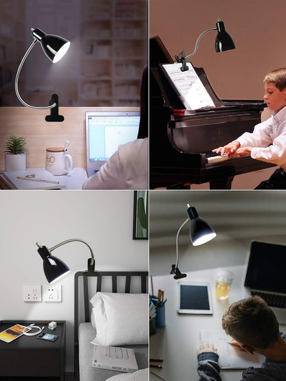 Desk lamp Eye-Caring Table Lamps, 360°Rotation Gooseneck Clip Lamp