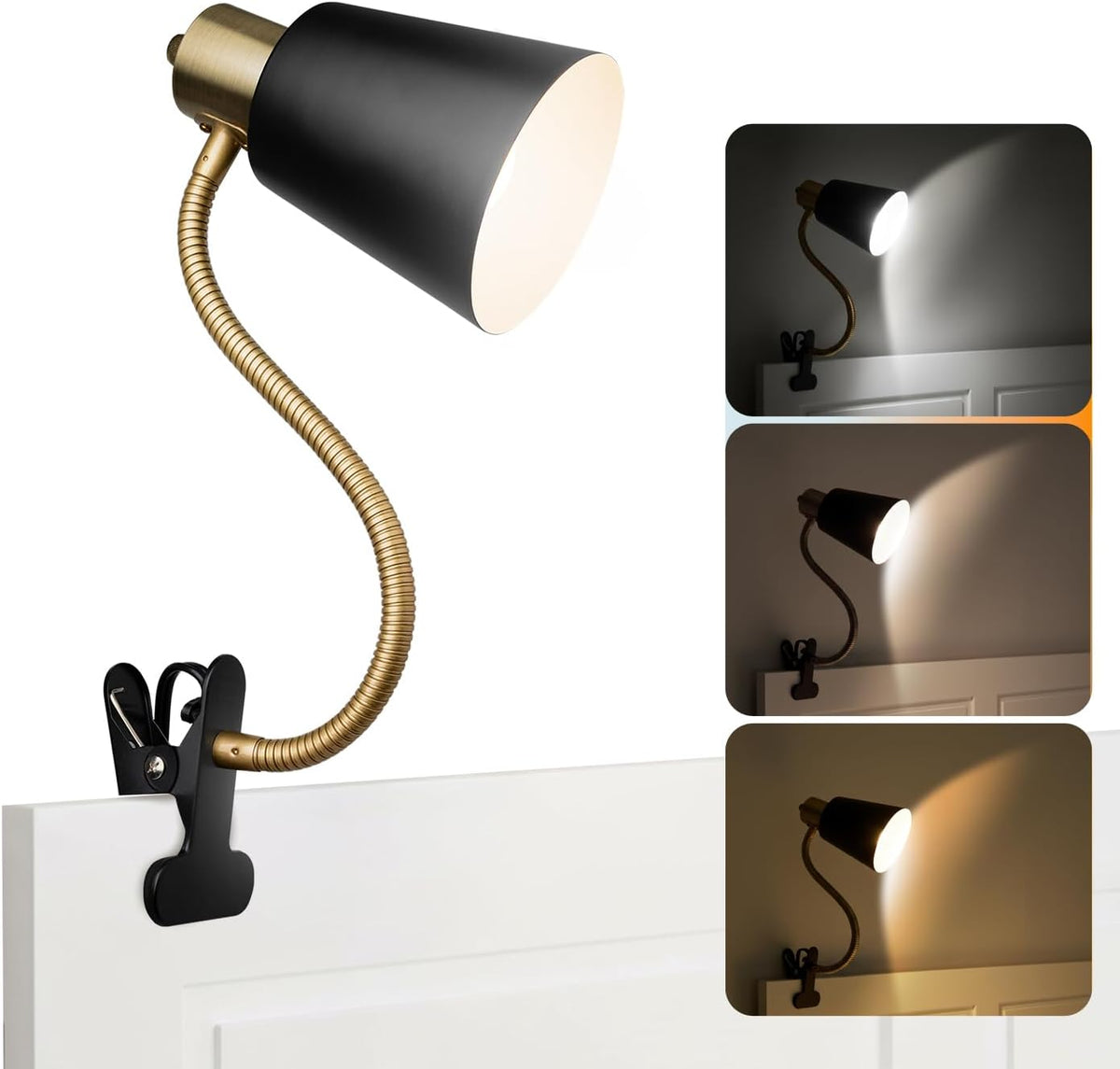 Desk lamp Eye-Caring Table Lamps, 360°Rotation Gooseneck Clip Lamp