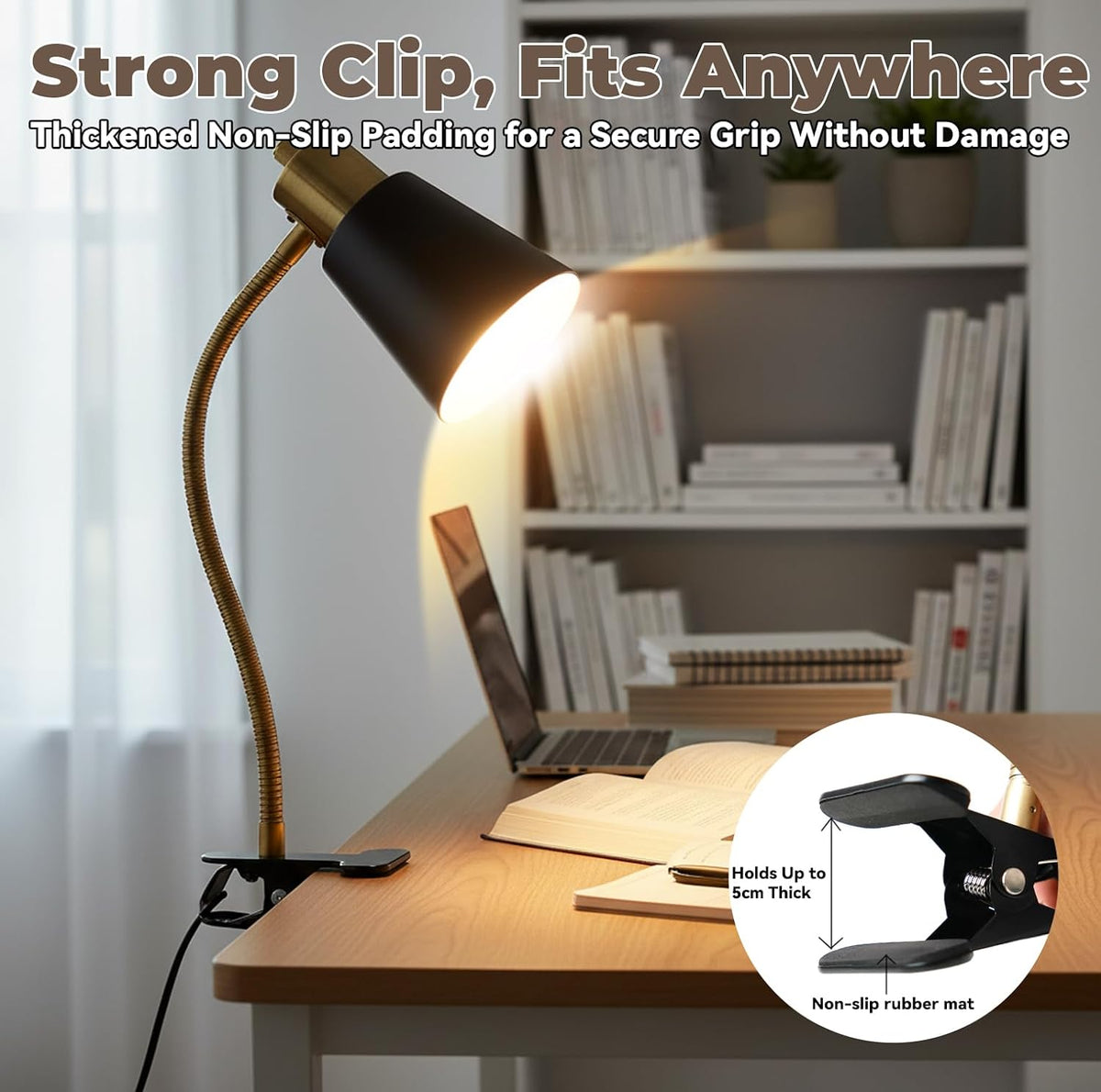 Desk lamp Eye-Caring Table Lamps, 360°Rotation Gooseneck Clip Lamp