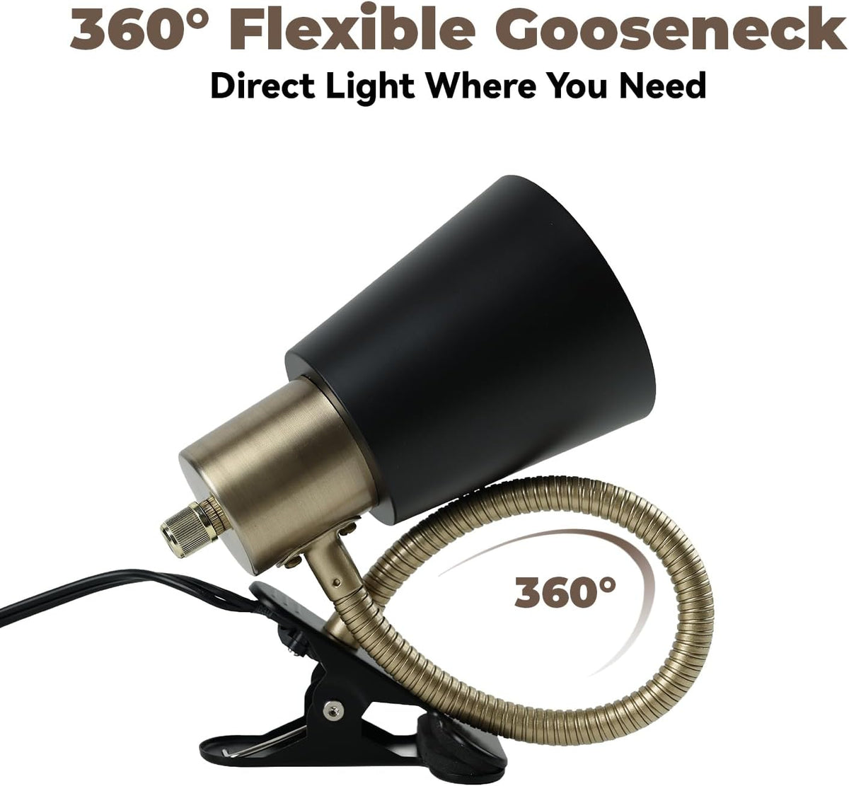 Desk lamp Eye-Caring Table Lamps, 360°Rotation Gooseneck Clip Lamp