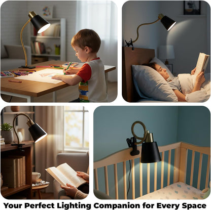 Desk lamp Eye-Caring Table Lamps, 360°Rotation Gooseneck Clip Lamp