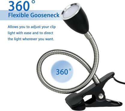 Desk lamp Eye-Caring Table Lamps, 360°Rotation Gooseneck Clip Lamp