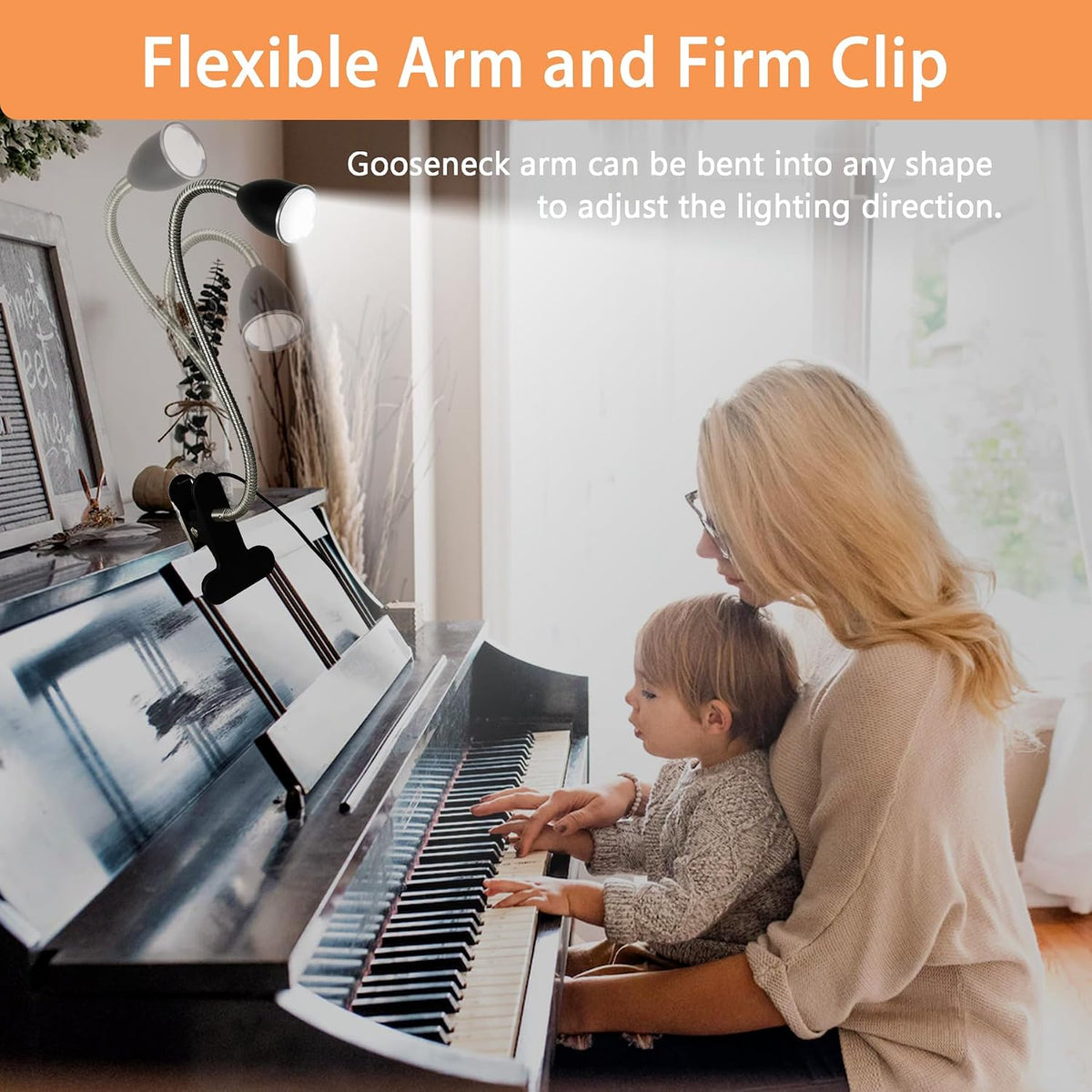 Desk lamp Eye-Caring Table Lamps, 360°Rotation Gooseneck Clip Lamp