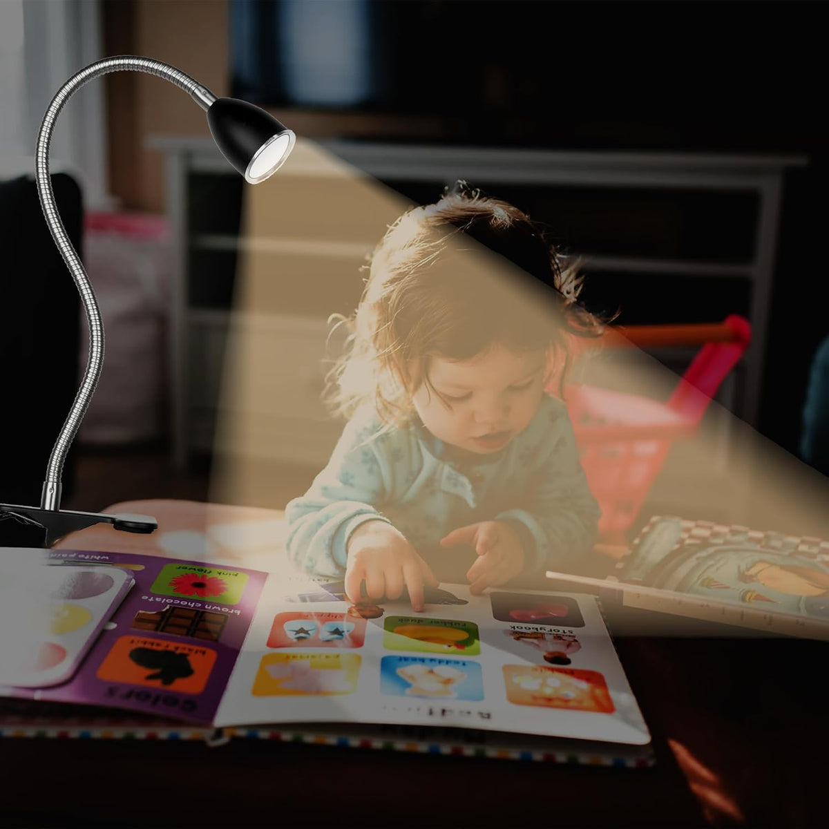 Desk lamp Eye-Caring Table Lamps, 360°Rotation Gooseneck Clip Lamp
