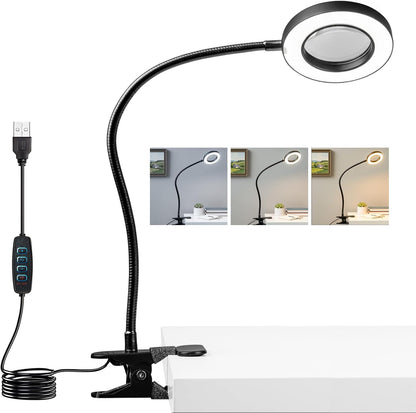 Desk lamp Eye-Caring Table Lamps, 360°Rotation Gooseneck Clip Lamp
