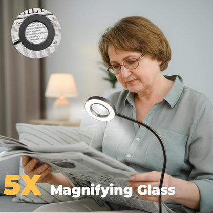 Desk lamp Eye-Caring Table Lamps, 360°Rotation Gooseneck Clip Lamp