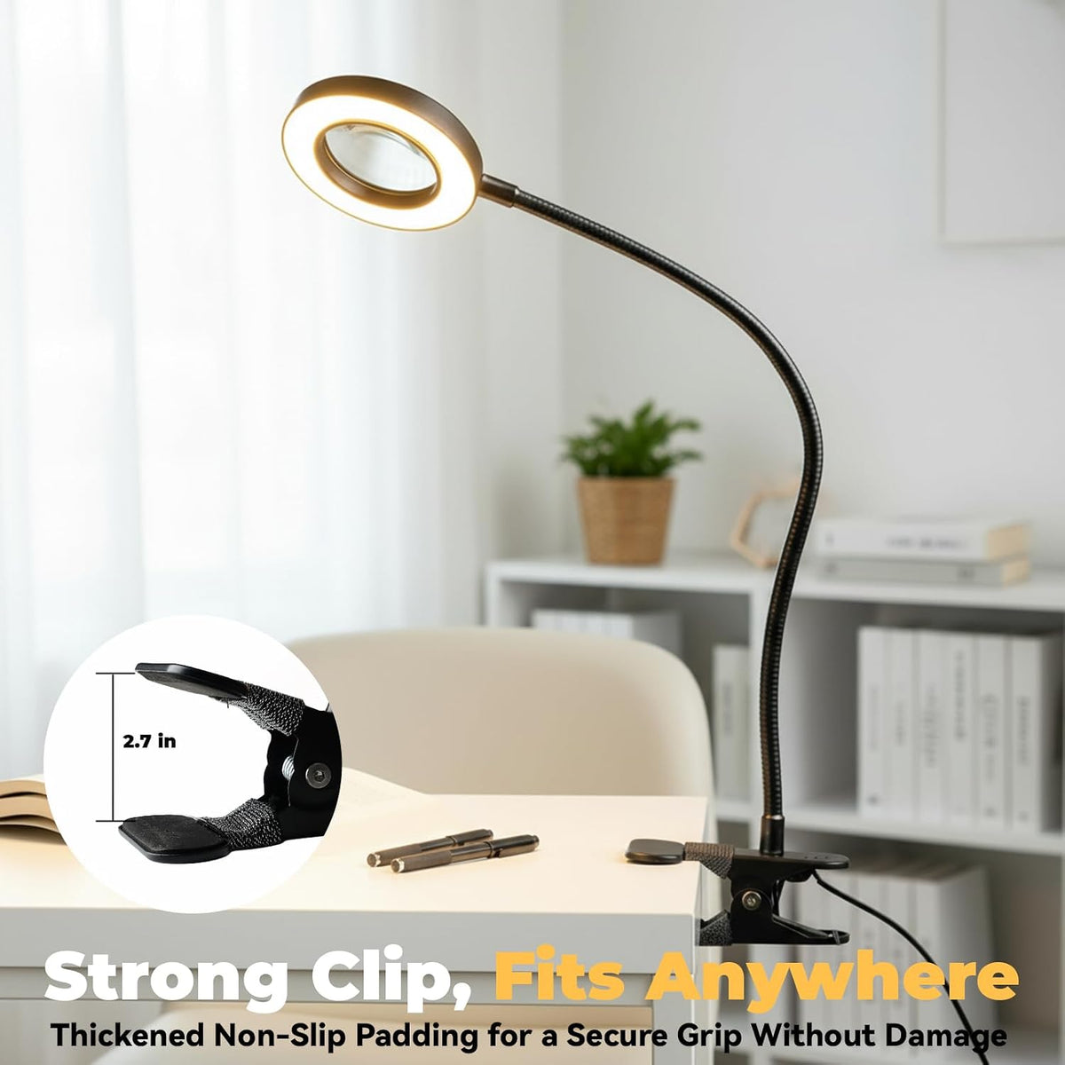 Desk lamp Eye-Caring Table Lamps, 360°Rotation Gooseneck Clip Lamp