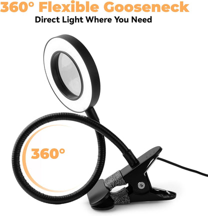 Desk lamp Eye-Caring Table Lamps, 360°Rotation Gooseneck Clip Lamp
