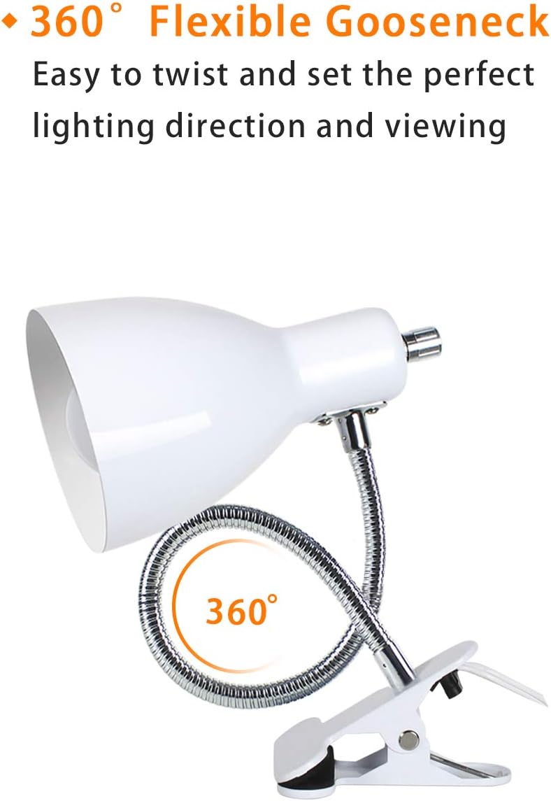 Desk lamp Eye-Caring Table Lamps, 360°Rotation Gooseneck Clip Lamp