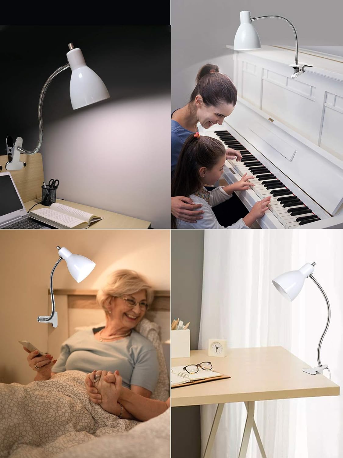 Desk lamp Eye-Caring Table Lamps, 360°Rotation Gooseneck Clip Lamp