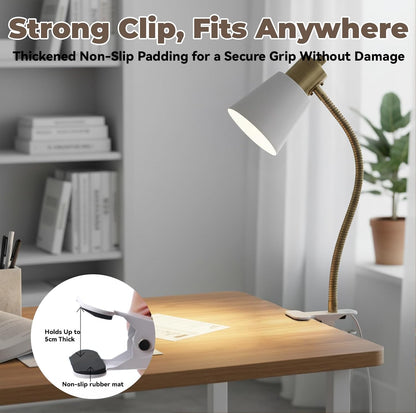 Desk lamp Eye-Caring Table Lamps, 360°Rotation Gooseneck Clip Lamp
